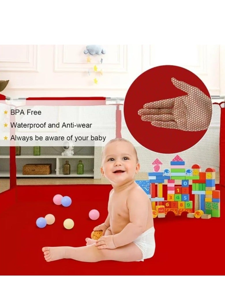 ساحة لعب للاطفال البيبي قابلة للطي مع تصميم يثبت على الارض لحماية الاطفال البيبي اثناء اللعب، من تويز ايجيبت مع 30 كرة (1.26 متر × 1.26 متر × 66 سم) - احمر - Image 3