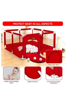 Generic Baby Playpen Foldable with Floor-Standing Design to Protect Baby While Playing, by Toys Egypt with 30 Balls (1.26m x 1.26m x 66cm) - Red  - Image 4