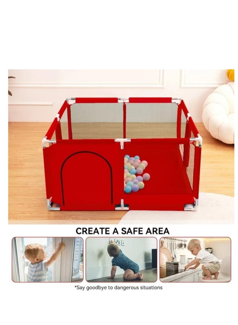 ساحة لعب للاطفال البيبي قابلة للطي مع تصميم يثبت على الارض لحماية الاطفال البيبي اثناء اللعب، من تويز ايجيبت مع 30 كرة (1.26 متر × 1.26 متر × 66 سم) - احمر - Image 5