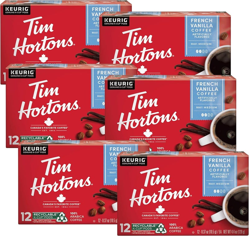 Tim Hortons French Vanilla Coffee K-Cup Pods, 72 Count, Compatible with Keurig Brewers - Image 1