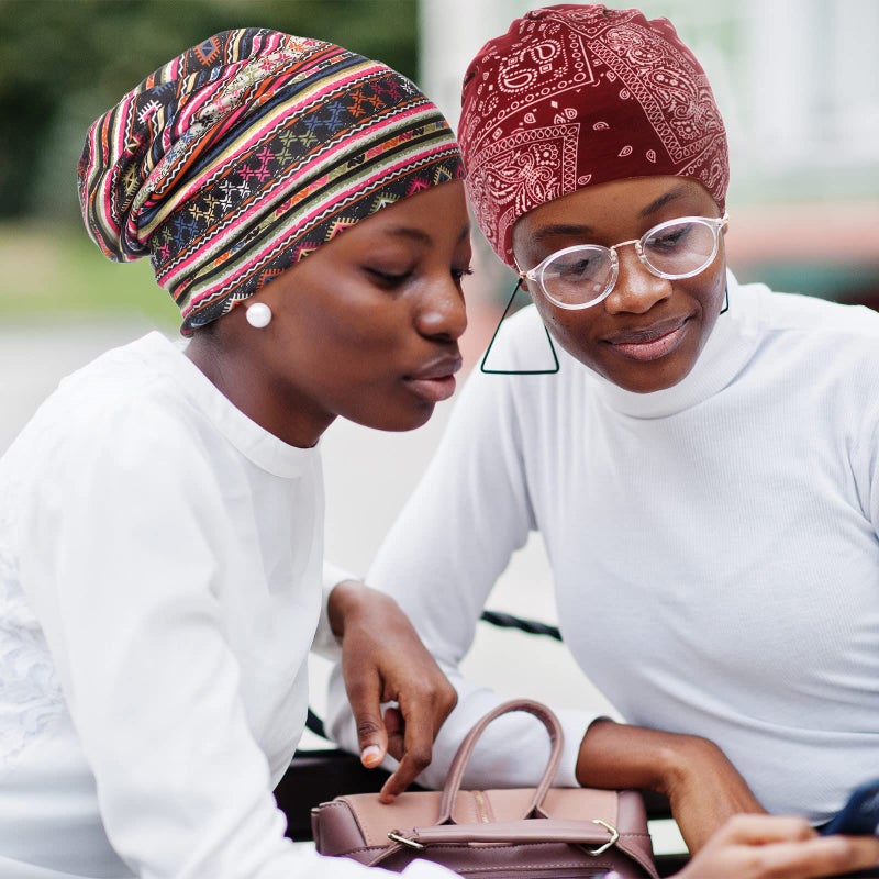 Sintege 6 Pcs Satin Lined Bonnet Sleep Chemo Hat Stretch Cancer Cap for Women Men Cancer Patient African Silk Soft Beanie(Stylish Patterns) - Image 5