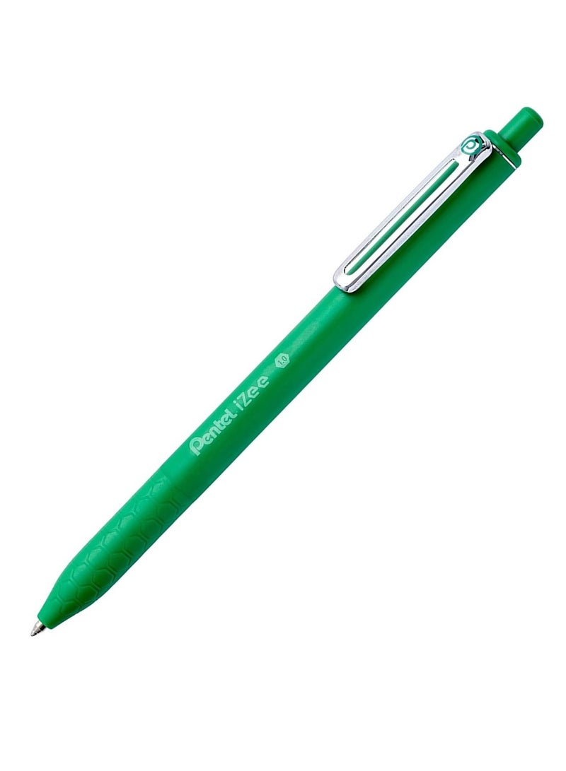 Pentel 12-Piece Izee Retractable Ballpoint Pen 1.0mm Tip Green Ink - Image 2