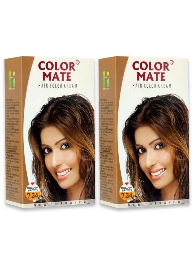 COLOR MATE Hair Color Cream Golden Brown 130Ml (Pack Of 2)  - Image 1