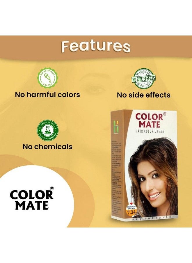 COLOR MATE Hair Color Cream Golden Brown 130Ml (Pack Of 2)  - Image 4