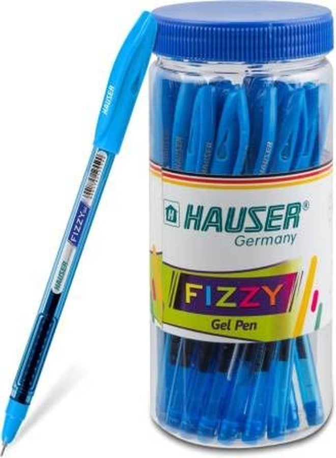 Hauser Fizzy Gel Pen | Tip Size 0.55 mm | Comfortable Grip With Smudge Free Writing | Sturdy Refillable Ball Pen | Blue Ink, Jar Set of 25 Ball Pens - Image 1
