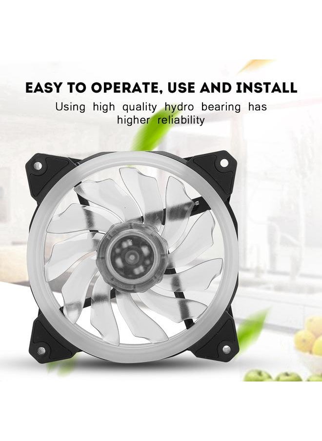 Thoraya FAN-RS21 12V DC 120mm LED Case Fan Large 4PIN & Small 3PIN Interface Cooling Fan (Transparent)  - Image 2