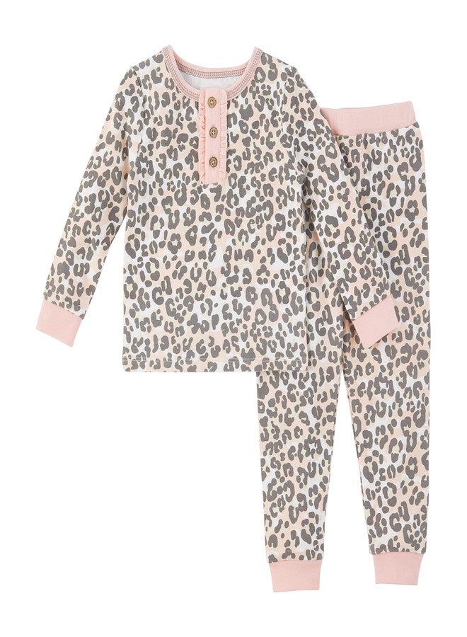 Mud Pie Baby Girl Leopard Pajama Set, Leopard, 9-12 Months - Image 1