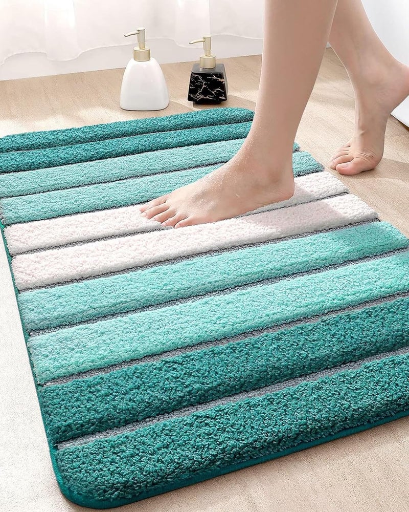 DEXI Bath Mats for Bathroom, 16x24 Absorbent Microfiber Bath Mat Quick Dry, Washable Bathroom Rugs with Non Slip Backing for Shower Floor, Turquoise - Image 1