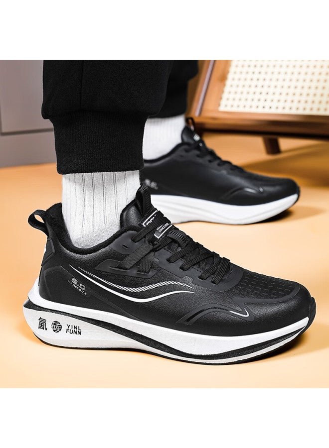 BANGTE Bont Sports Running Shoes Breathable Mesh Lightweight Non-slip Wear-resistant Casual Shoes Black White (cotton) Size 44 - Image 2