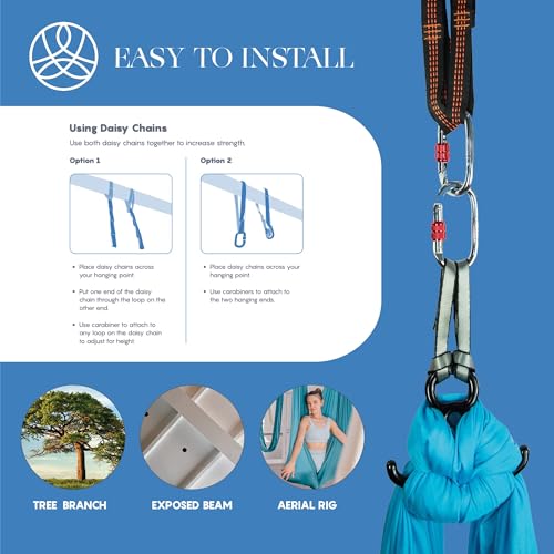 Aum Active Aerial Silks Starter Kit - Durable 9 Yards of Aerial Yoga Hammock with Hardware & Guide - Aerial Swing for Acrobatic Flying Yoga & All Levels (Aerial Rigging Point Up to 13ft) - Image 5