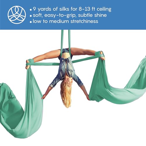 Aum Active Aerial Silks Starter Kit - Durable 9 Yards of Aerial Yoga Hammock with Hardware & Guide - Aerial Swing for Acrobatic Flying Yoga & All Levels (Aerial Rigging Point Up to 13ft) - Image 3