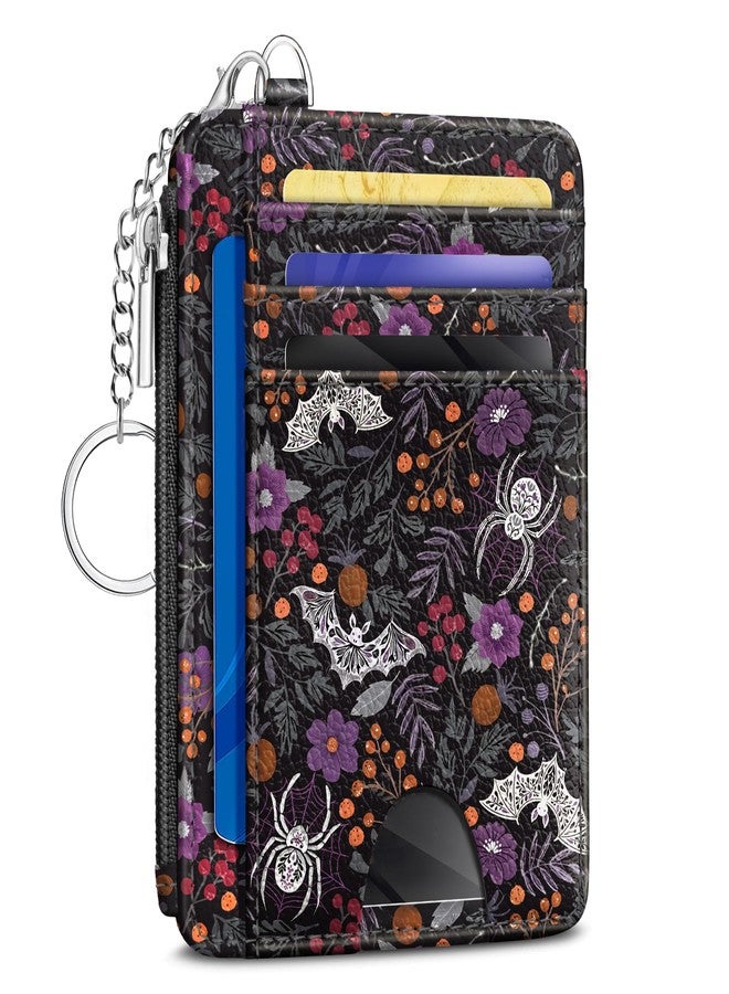 Kelvoris Credit Card Holder Small Wallet Women, Slim RFID Blocking Wallet Woman Keychain with Zipper Coin Pocket, Front Pocket Thin Travel Card Case Organizer with ID Window for Ladies Female Gifts - Image 1