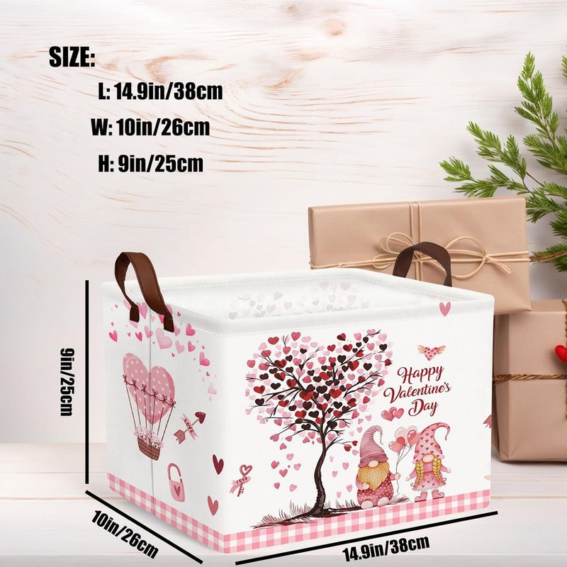SETAMA Valentine's Day Basket Gift for Empty Cute Heart Large Storage Bin for Kid and Baby Room Décor (Pink Dwarf Love Tree Hot Air Balloon) - Image 3