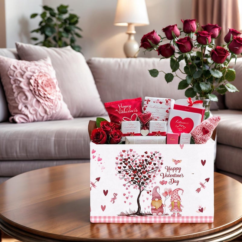 SETAMA Valentine's Day Basket Gift for Empty Cute Heart Large Storage Bin for Kid and Baby Room Décor (Pink Dwarf Love Tree Hot Air Balloon) - Image 5