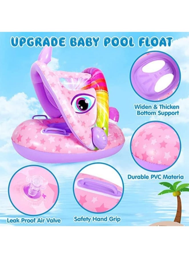 TOMSHOO Baby Pool Float with Canopy Baby Swim Float Inflatable Swimming Ring with Adjustable Sun Protection Canopy Toddler Floaties with Seat and Handle Water Toys for Age 6-36 Months - Image 2