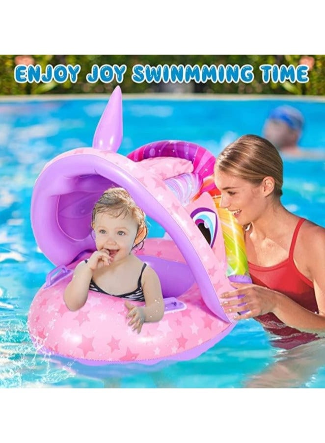 TOMSHOO Baby Pool Float with Canopy Baby Swim Float Inflatable Swimming Ring with Adjustable Sun Protection Canopy Toddler Floaties with Seat and Handle Water Toys for Age 6-36 Months - Image 5