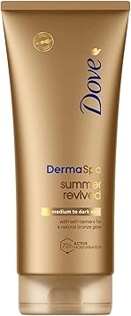 Dove لوشن الجسم دوف يونيليفر ديرما سبا صيف متجدد ذاتي التسمير متوسط إلى داكن 200 مل مع كريم الوجه دوف ديرما سبا 75 مل مجموعة من قطعتين - Image 4