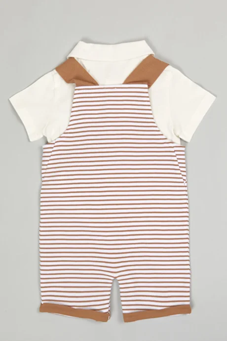 R&B Solid Shirt and Striped Romper Set