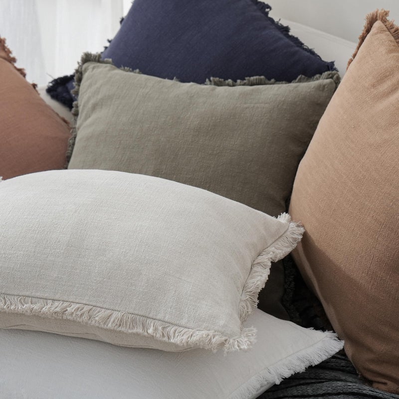 Foindtower Set of 2 Decorative Linen Fringe Lumbar Throw Pillow Covers Boho Farmhouse Cushion Cover with Tassels Cozy Accent Pillowcase for Sofa Couch Living Room Home Decor,12Ã—20 Inch,Natural Beige - Image 5