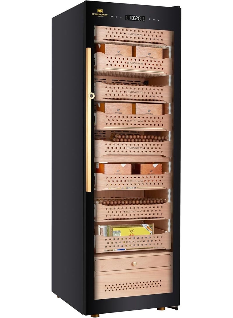 HEMINGWAY b8 2200-Cigar Electric Humidor Cabinet | Artistry Series, Spanish Cedar Drawers, Leather Finish, HPR Climate Control System - Image 3