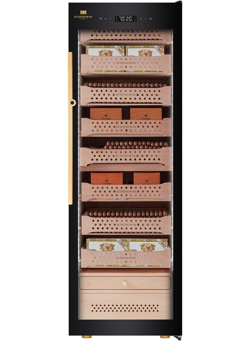 HEMINGWAY b8 2200-Cigar Electric Humidor Cabinet | Artistry Series, Spanish Cedar Drawers, Leather Finish, HPR Climate Control System - Image 2