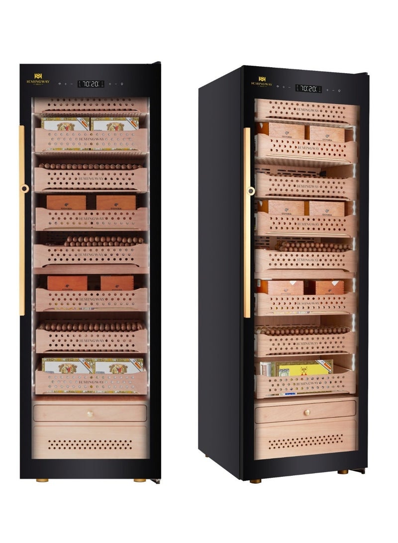 HEMINGWAY b8 2200-Cigar Electric Humidor Cabinet | Artistry Series, Spanish Cedar Drawers, Leather Finish, HPR Climate Control System - Image 1