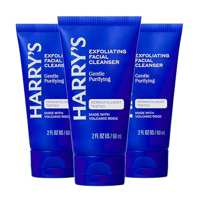 Harry's Exfoliating Face Wash for Men, Gentle Facial Skin Care Products with Volcanic Rock Exfoliant, 2 Fl. Oz, Pack of 3 (Trial and Travel Size) - Image 1