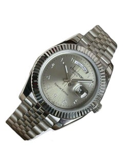 Chairman GENEVE Men's Silver Stainless Steel Wrist Watch, Day/Date with Grey Dial and Arabic Numbers 