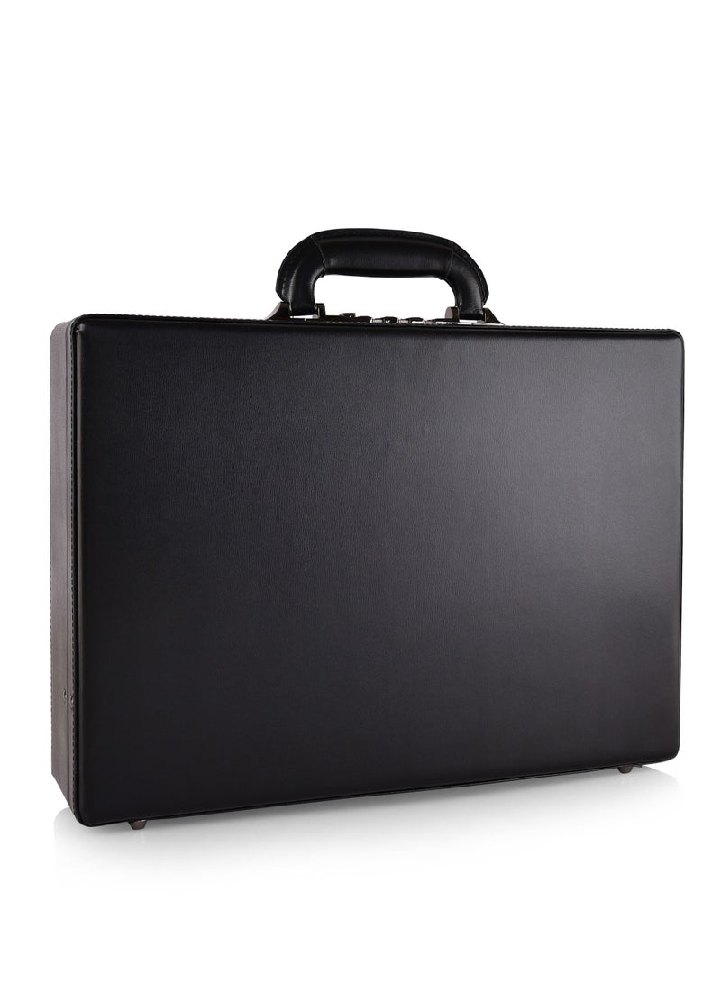 Magellan Leather Expandable Attache Case 1Piece PC0066 Black