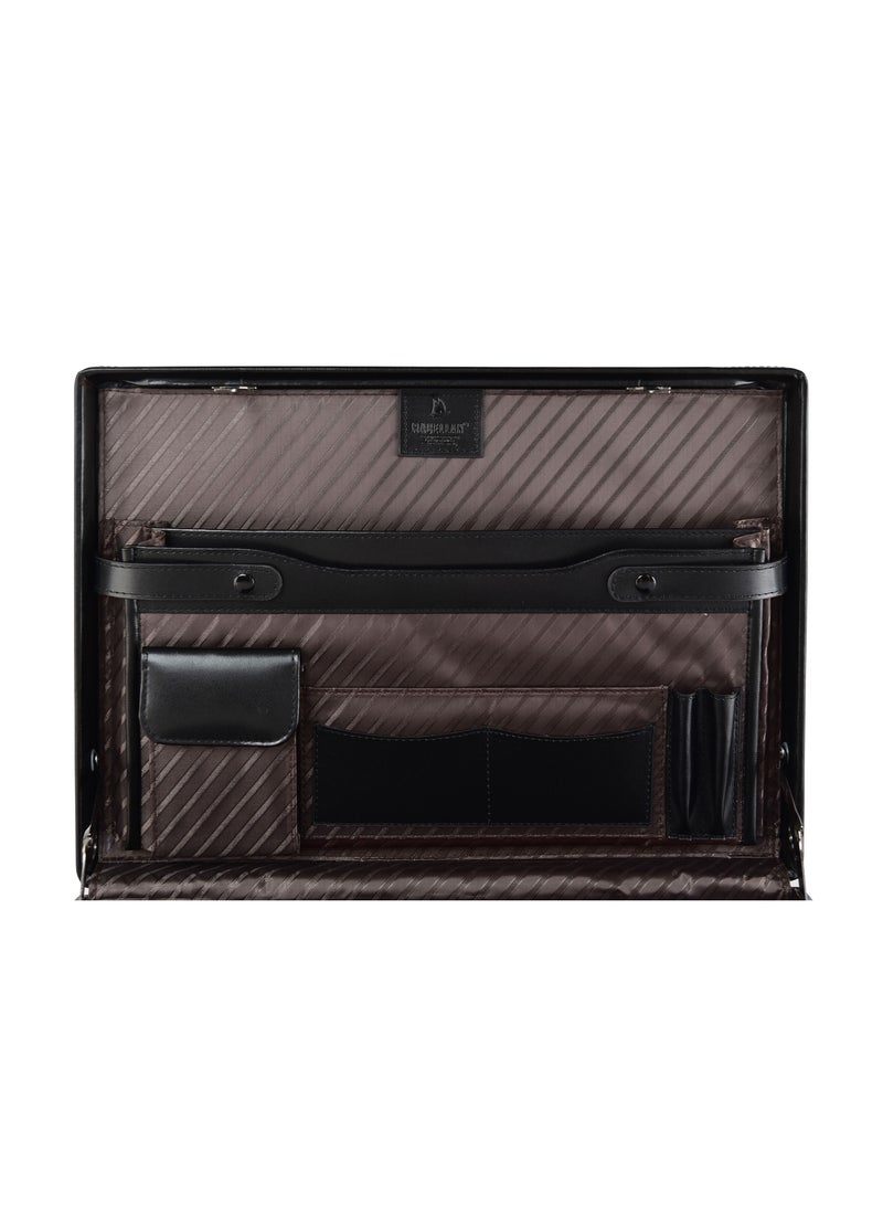 Magellan Leather Expandable Attache Case 1Piece PC0066 Black