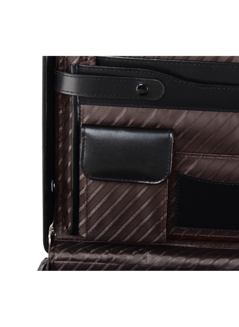 Magellan Leather Expandable Attache Case 1Piece PC0066 Black