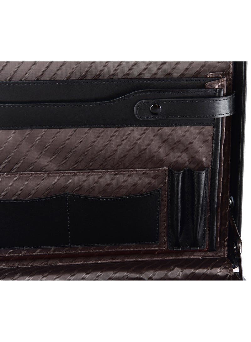 Magellan Leather Expandable Attache Case 1Piece PC0066 Black