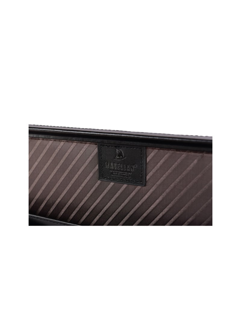 Magellan Leather Expandable Attache Case 1Piece PC0066 Black