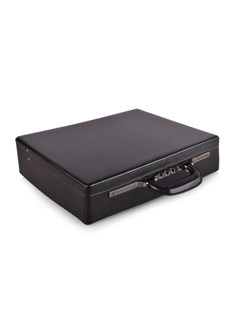 Magellan Leather Expandable Attache Case 1Piece PC0066 Black