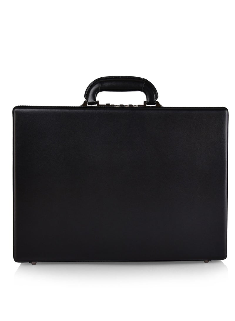 Magellan Leather Expandable Attache Case 1Piece PC0066 Black