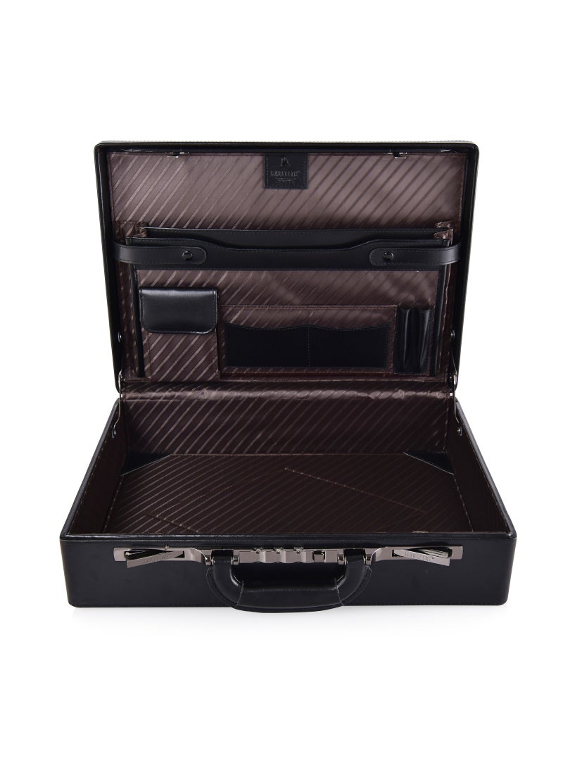 Magellan Leather Expandable Attache Case 1Piece PC0066 Black