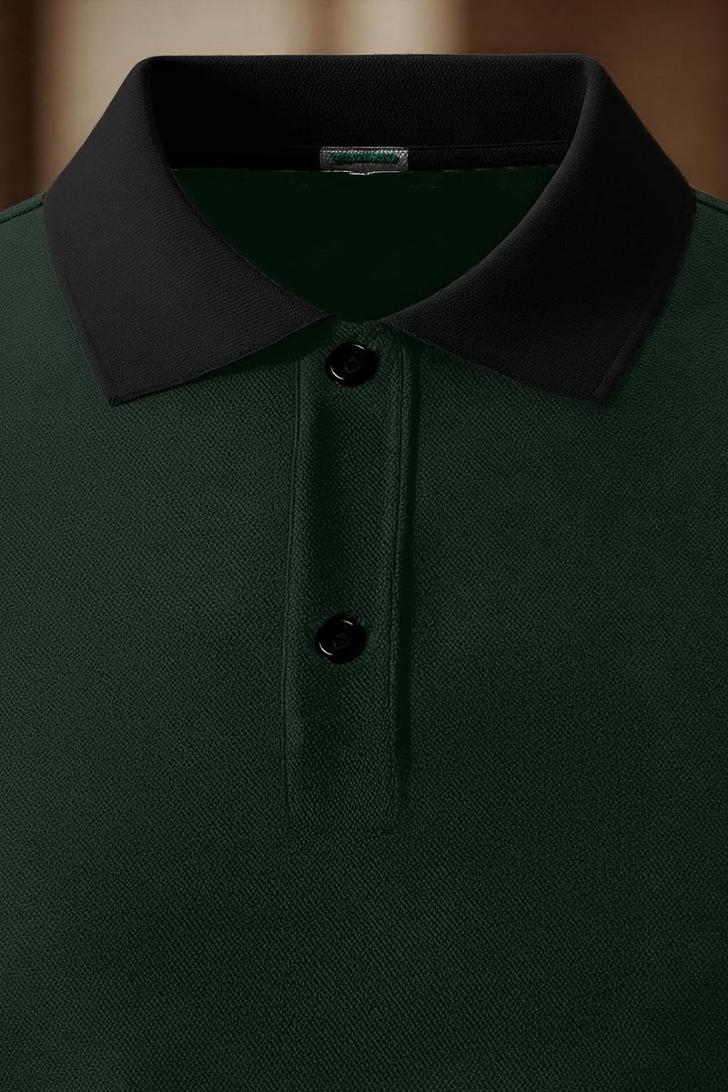 Veirdo® Pure Cotton Half Sleeves Regular Fit Plain Solid Classic Polo Collar T-Shirt for Men & Boys (Color Options- Black, Maroon & Olive) (TSH_Olive_Polo_XL) - Image 2