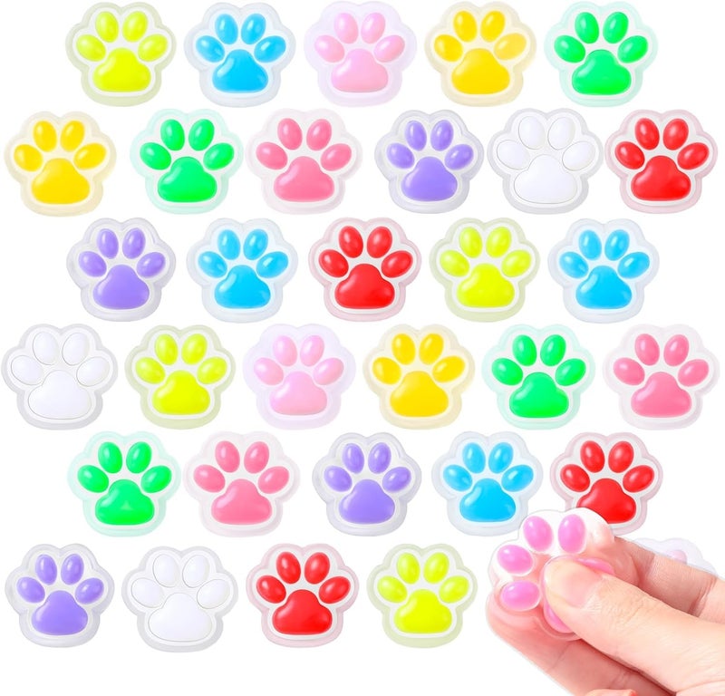 ANAB GI 5pcs Mini Squeeze Squishy Toys, Colorful Cat Paw Fidget Sensory, Cute Soft Stress Reliever Anxiety Pinch for Kids - Image 1