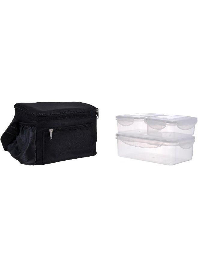 Lunch Kit Food Containers with Bag Clear/Black