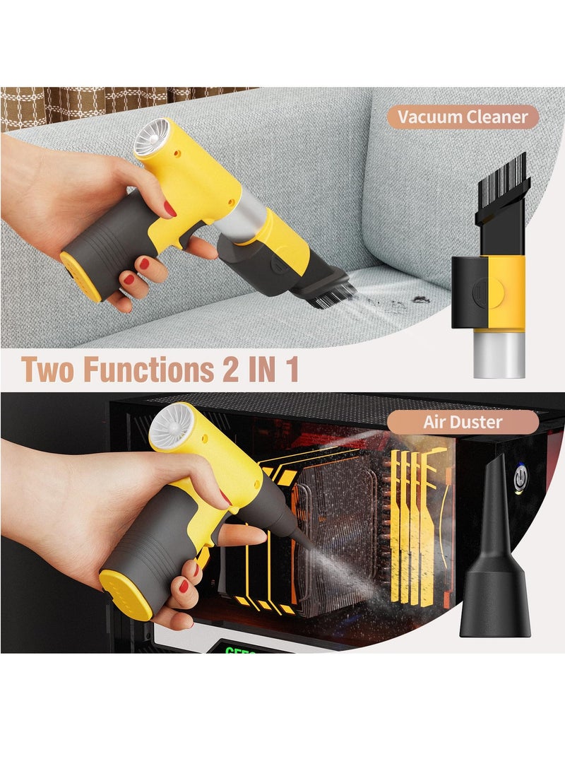 SOLARAE Electric Air Duster, 120000RPM Compressed Air Duster, Jet Dryer Blower, Stepless Speed Tiny Electric Cleaner for Keyboard PC Deep Cleaning, Air Bed, Hair Dry, Rechargeable Air Blower - Fantasy Yellow - Image 3