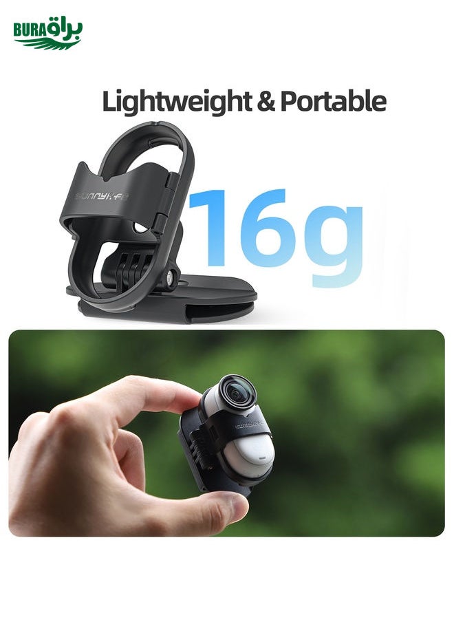 BURAQ For Insta360 GO3 / GO 3S Sunnylife Baseball Hat Clip Mount Baseball Cap Clamp Quick Release Mount Camera POV Vlog Holder (Black)  - Image 4
