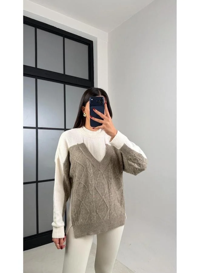 Vizon Two-Shoulder Design Knit Sweater GAUS-00578.