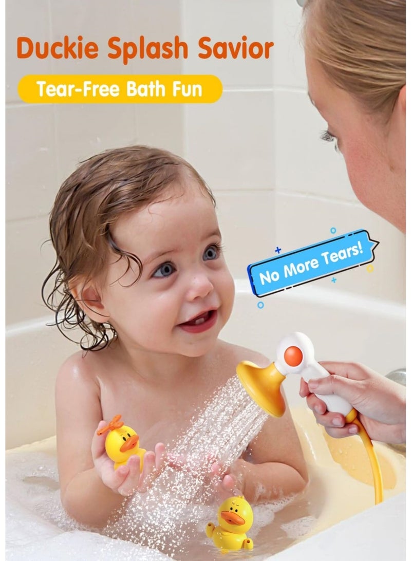 JoyousSto Duckie Toddler Bath Shower Head – Baby Shower Head for Bathtub with 3 Squirting Ducks | Interactive Bath Toys for Kids Ages 1-3 | Ideal Birthday Gift for Boys & Girls - Image 2