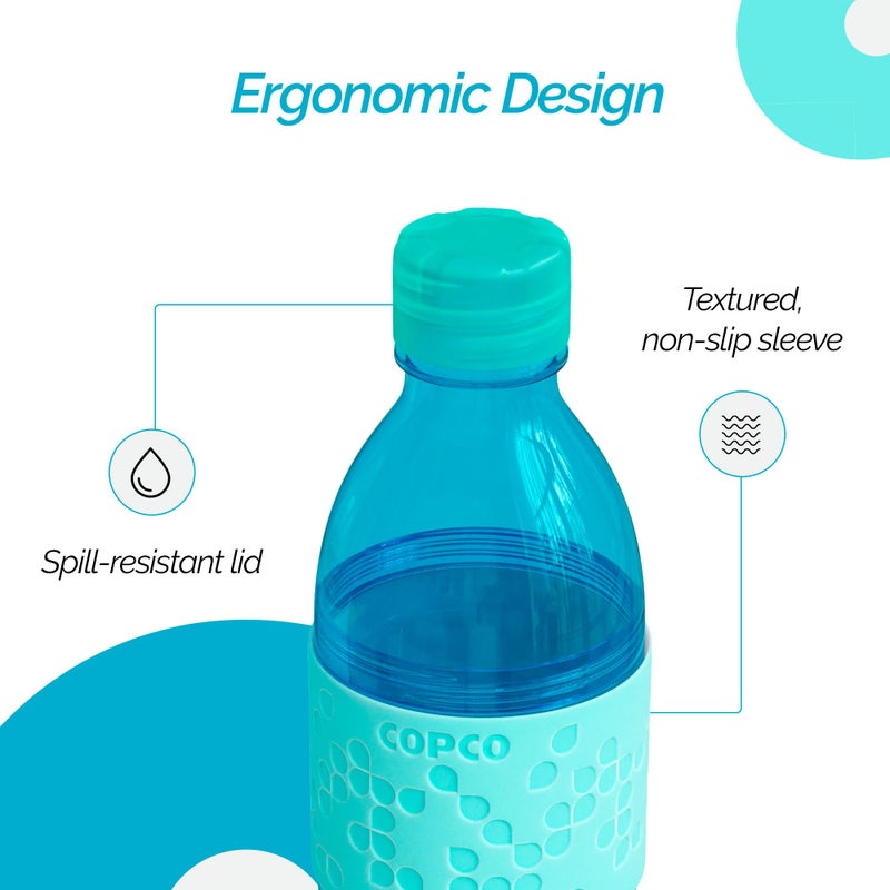 Copco Hydra 16.9oz Water Bottle  Set of 2 - Non-Slip Sleeve & BPA-Free Tritan Plastic - Dishwasher Safe  Reusable Plastic To Go Bottle - Leak-Proof  Spill-Proof  Portable Water Bottle (Aqua & Mint) - Image 4