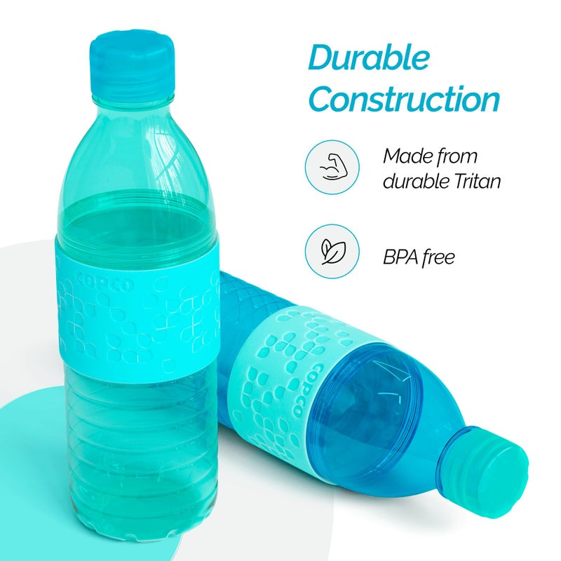 Copco Hydra 16.9oz Water Bottle  Set of 2 - Non-Slip Sleeve & BPA-Free Tritan Plastic - Dishwasher Safe  Reusable Plastic To Go Bottle - Leak-Proof  Spill-Proof  Portable Water Bottle (Aqua & Mint) - Image 2