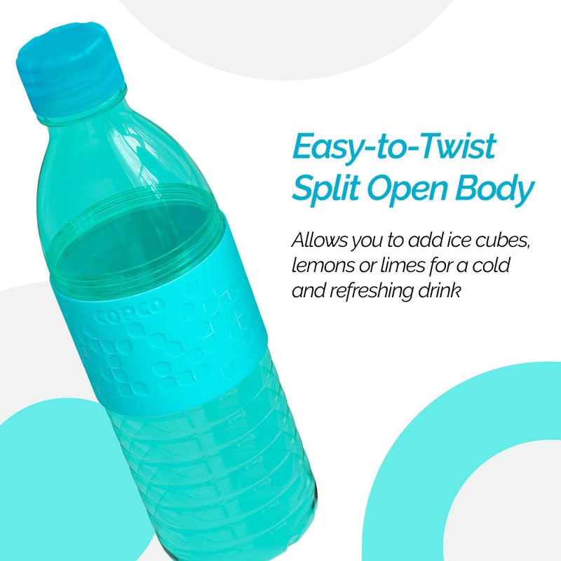 Copco Hydra 16.9oz Water Bottle  Set of 2 - Non-Slip Sleeve & BPA-Free Tritan Plastic - Dishwasher Safe  Reusable Plastic To Go Bottle - Leak-Proof  Spill-Proof  Portable Water Bottle (Aqua & Mint) - Image 3