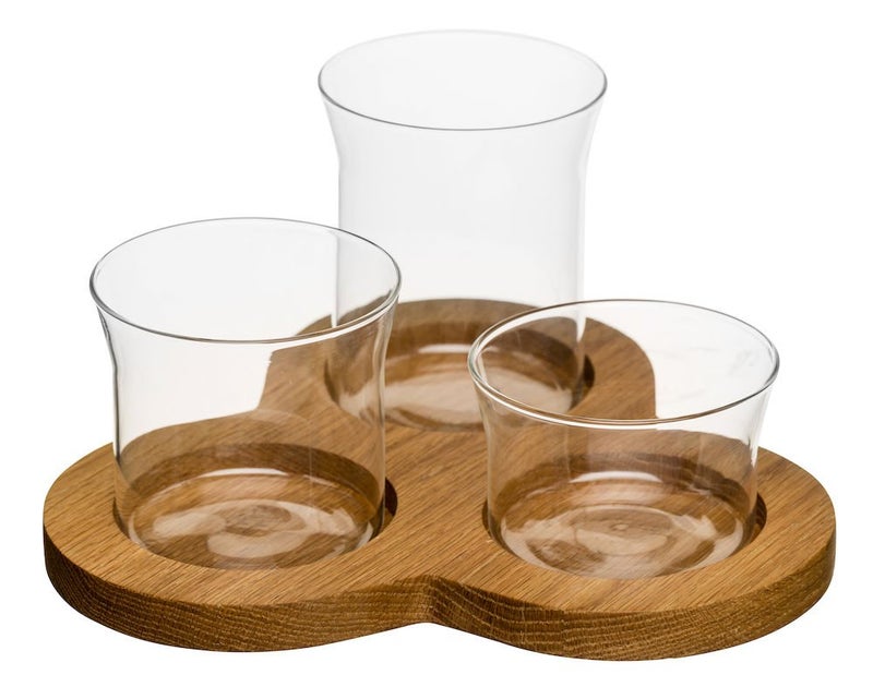 Sagaform Oak and Glass 4Piece Serving Set