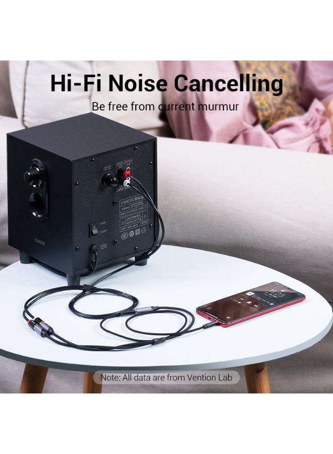 VENTION Cotton Braided 3.5mm Female to 2-Female RCA Audio Cable 0.3M Gray Aluminum Alloy Type Model # BCOHY - Image 3