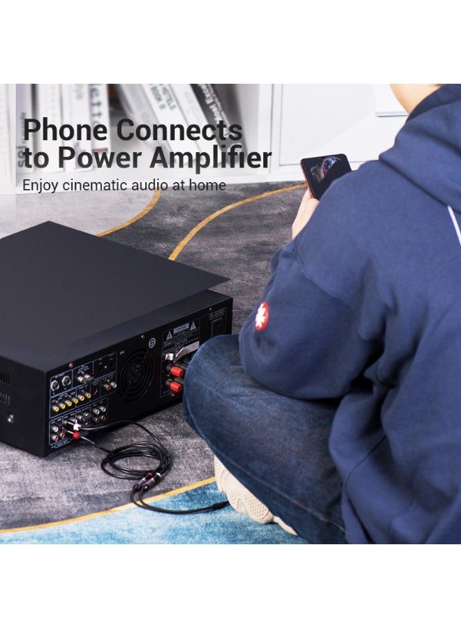 VENTION Cotton Braided 3.5mm Female to 2-Female RCA Audio Cable 0.3M Gray Aluminum Alloy Type Model # BCOHY - Image 5