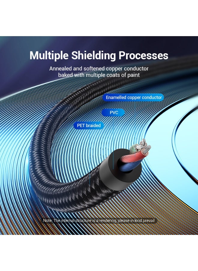 VENTION Cotton Braided 3.5mm Female to 2-Female RCA Audio Cable 0.3M Gray Aluminum Alloy Type Model # BCOHY - Image 4